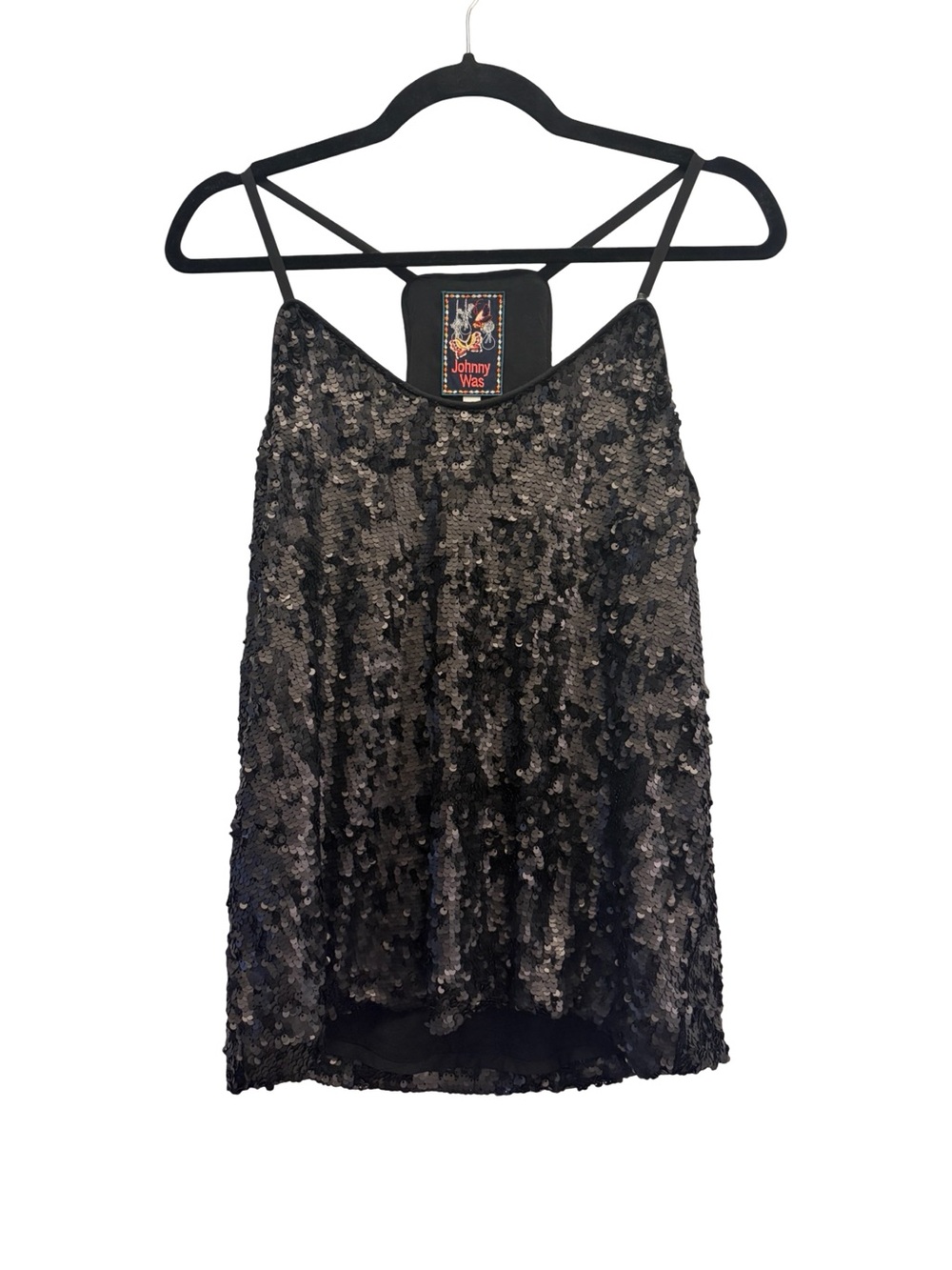 NWT Johnny Was Etta Black Sequin Cami Tank Top S